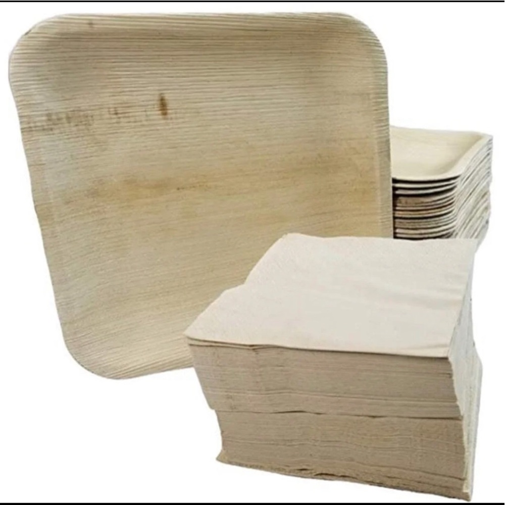 Disposable Square Palm Leaf Plate Set